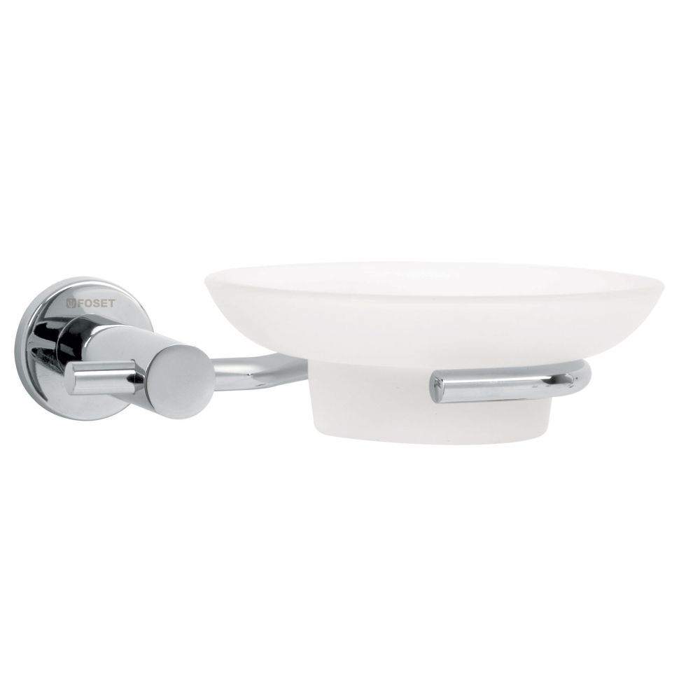 Jabonera metálica cromo con plato de vidrio, FOSET ELEMENT ELA-74