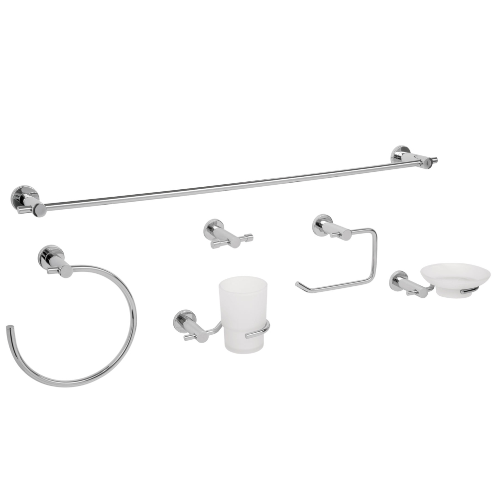 Juego de 6 accesorios para baño acabado cromo, FOSET ELEMENT ELA-7000
