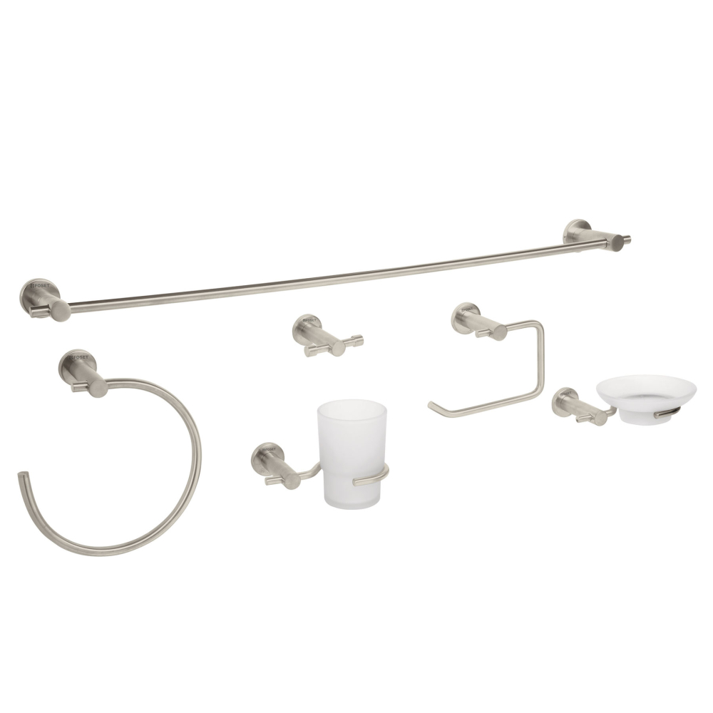 Juego de 6 accesorios para baño acabado satín, FOSET ELEMENT ELA-7000N