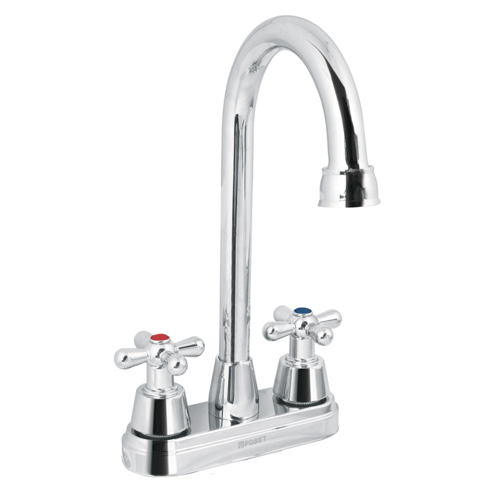Mezcladora lavabo 4' cromo, tipo bar, cruceta, AQUA AQM-61