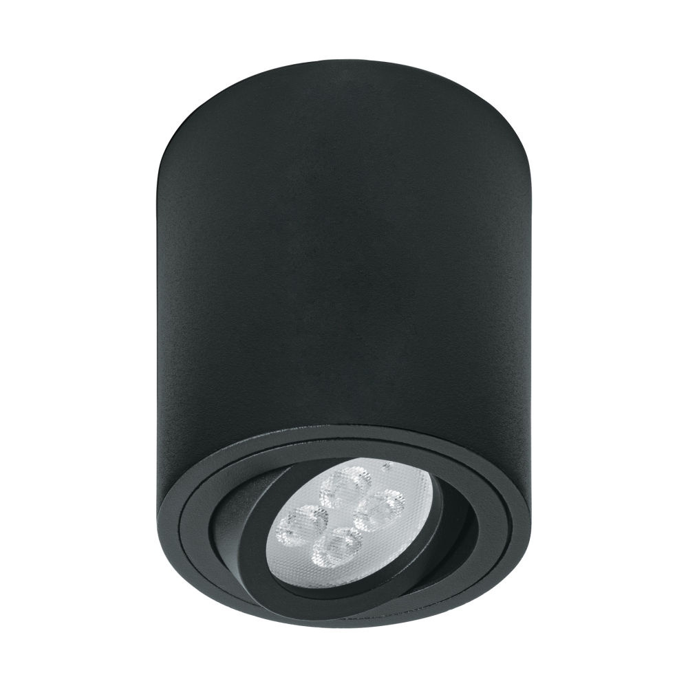 Luminario de sobreponer con spot dirigible, redondo, negro SOB-401S