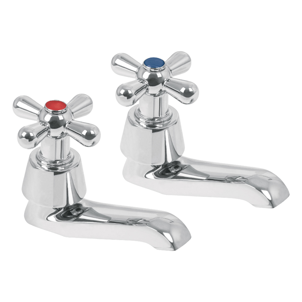 Juego 2 llaves individuales para lavabo, cromo, cruceta,AQUA AQI-11