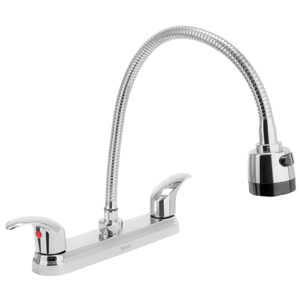 Mezcladora fregadero 8' cromo, cuello flexible, palanca,AQUA AQF-88