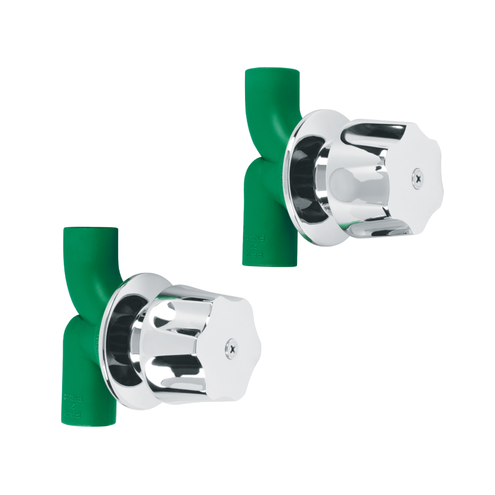 Juego de 2 llaves de empotrar PPR 1/2' con manerales, FOSET CV-052