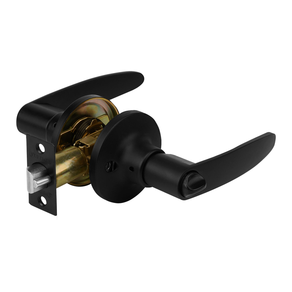 Cerradura manija 'Turín' p/recámara, negro, cilindro latón CEMA-6R