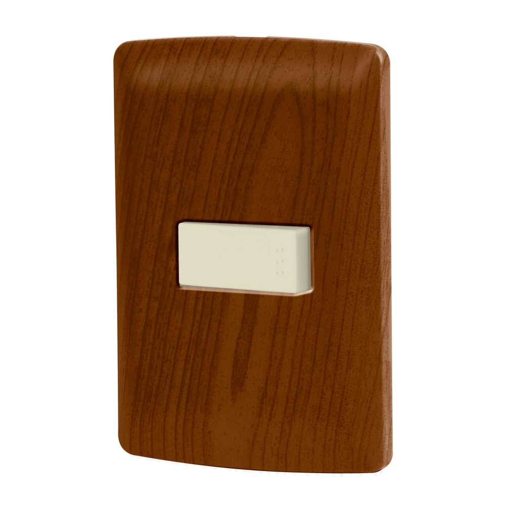 Placa armada 1 interruptor escalera, madera, línea Italiana PA-APSE-EIM