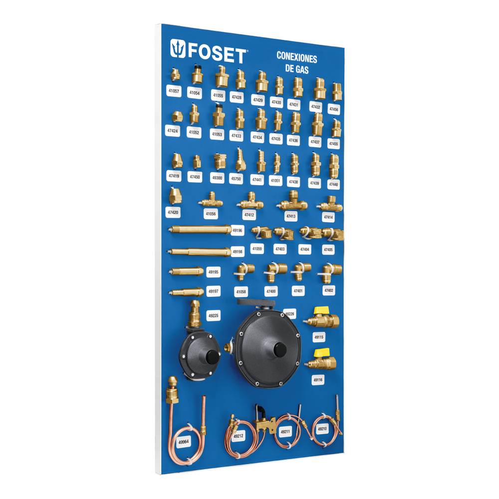 Exhibidor con conexiones de latón para gas, FOSET EX-CLG-FOS