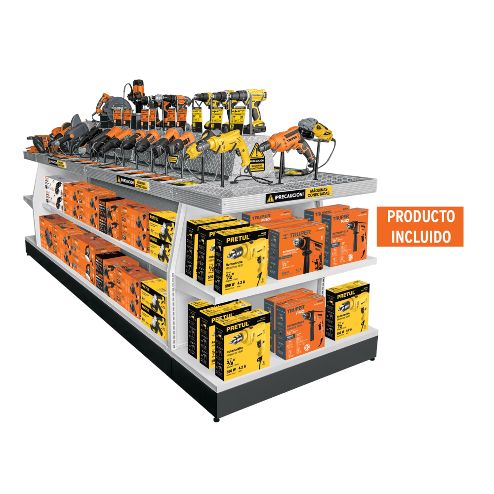 Mueble exhibidor con herramienta eléctrica SUPER-MAQ-2