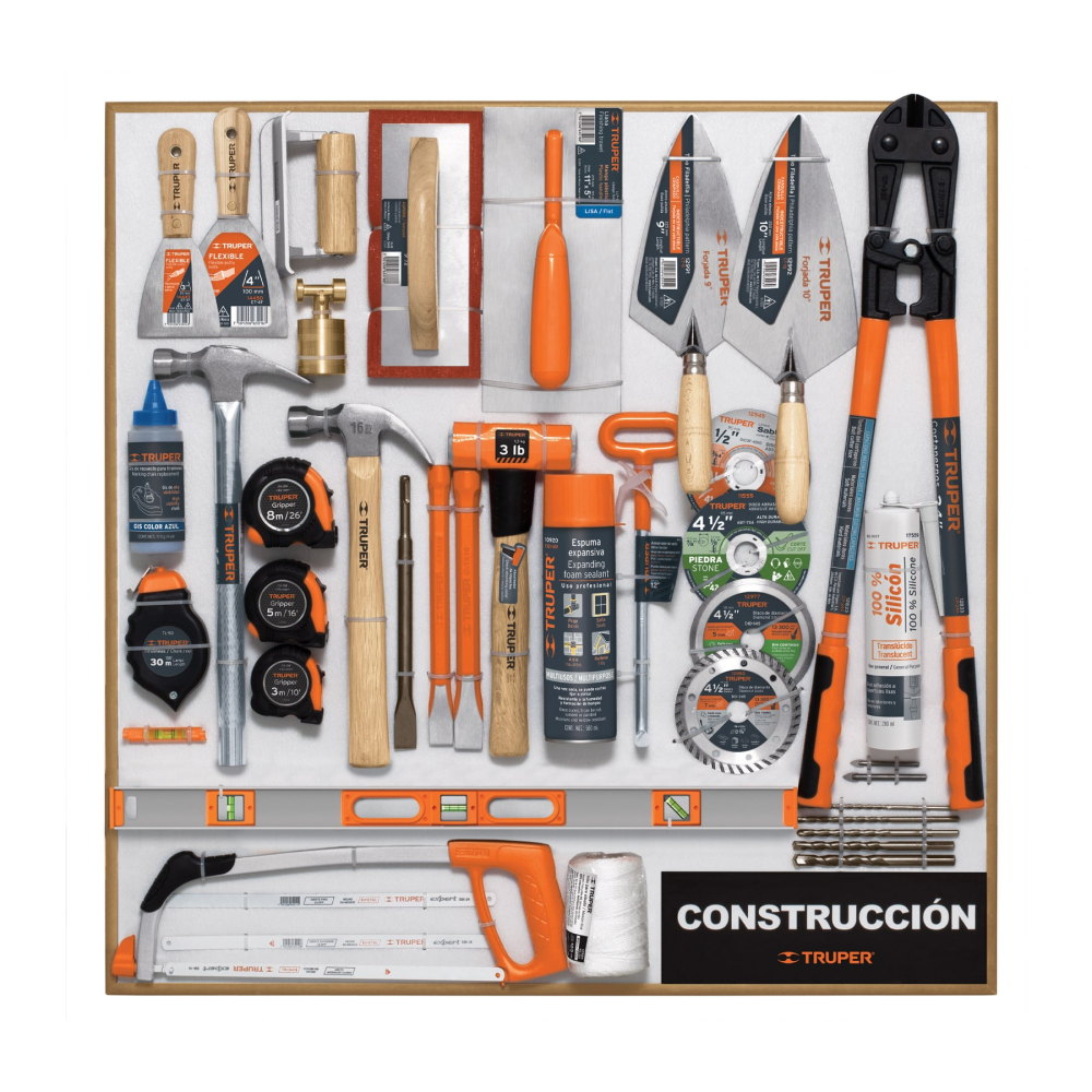 Exhibidor de construcción, 80 x 80 cm, 1 tablero, TRUPER EX80-CON-1T