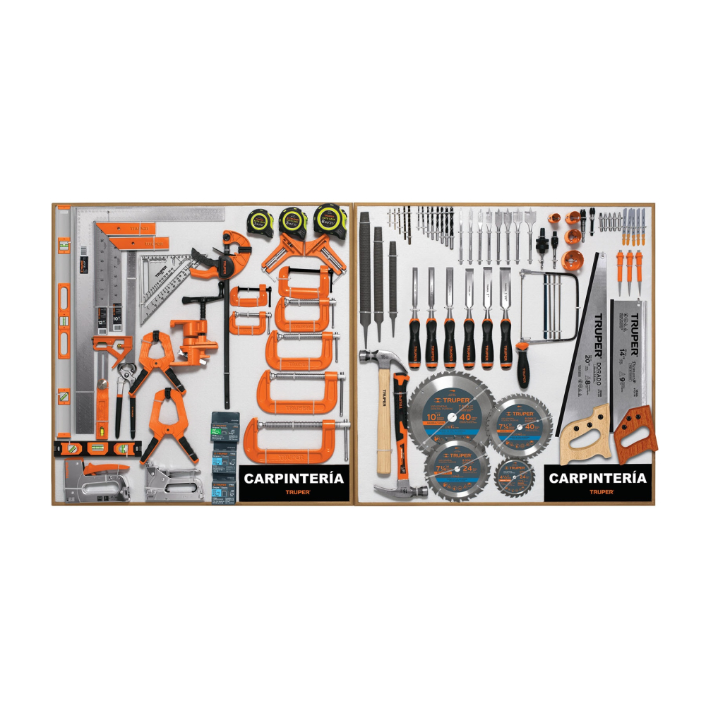 Exhibidor de carpintería, 80 x 80 cm, 2 tableros, TRUPER EX80-CAR-2T
