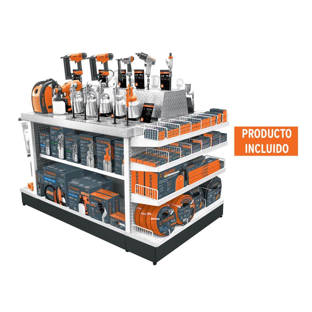 Mueble exhibidor con herramienta neumática MAQ-NEU