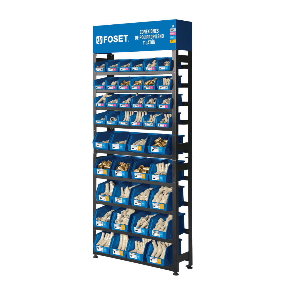 Rack con conexiones para manguera de PP, FOSET R-CM-FOS