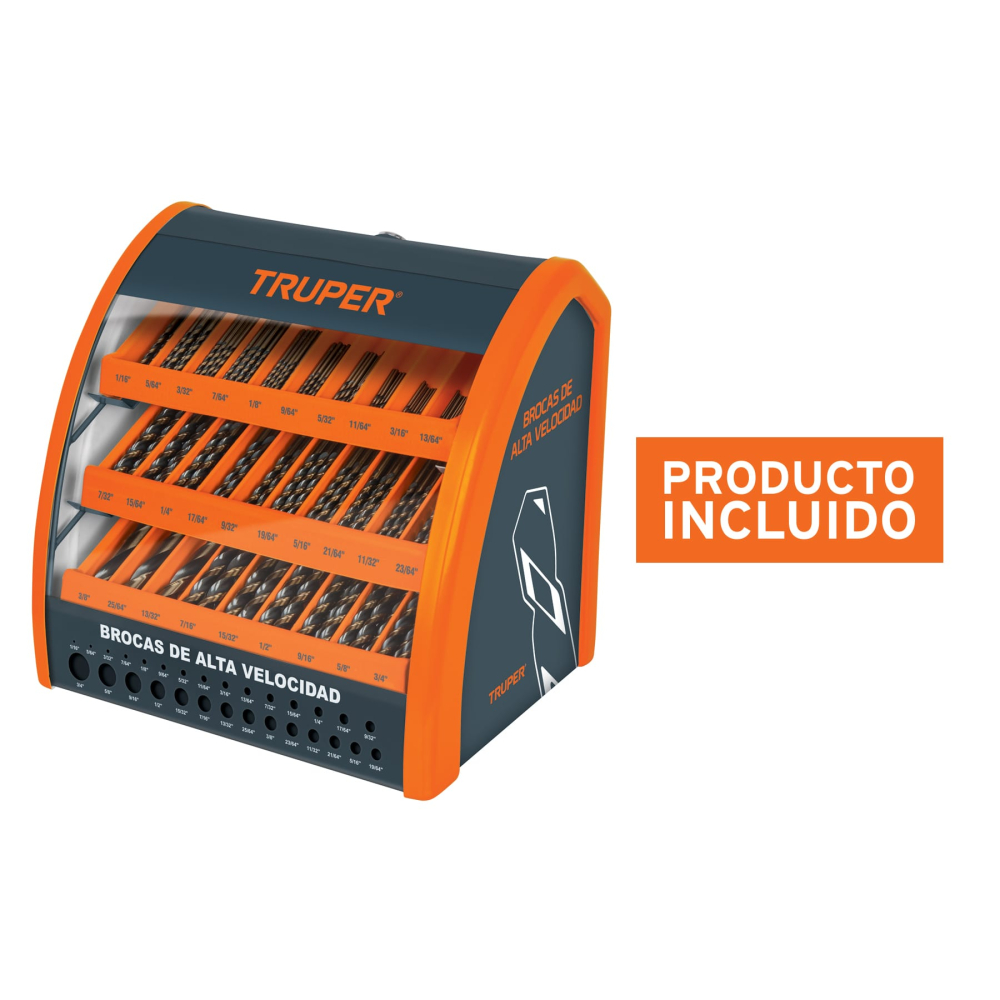 Despachador 29 compartimentos para brocas HSS con producto DESP-BAV-GR-C