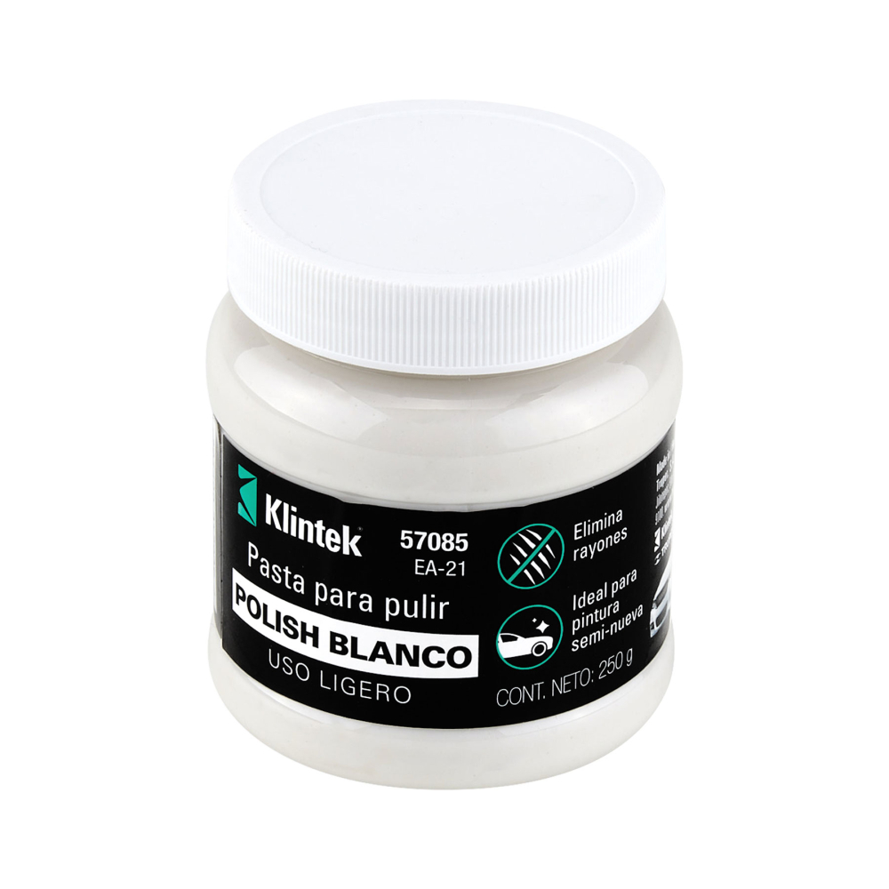 Polish blanco en pasta para auto, 250 g, uso ligero, KLINTEK EA-21