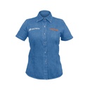 Camisa de mezclilla manga corta para mujer, M, Truper CAM-MEZ-DCM