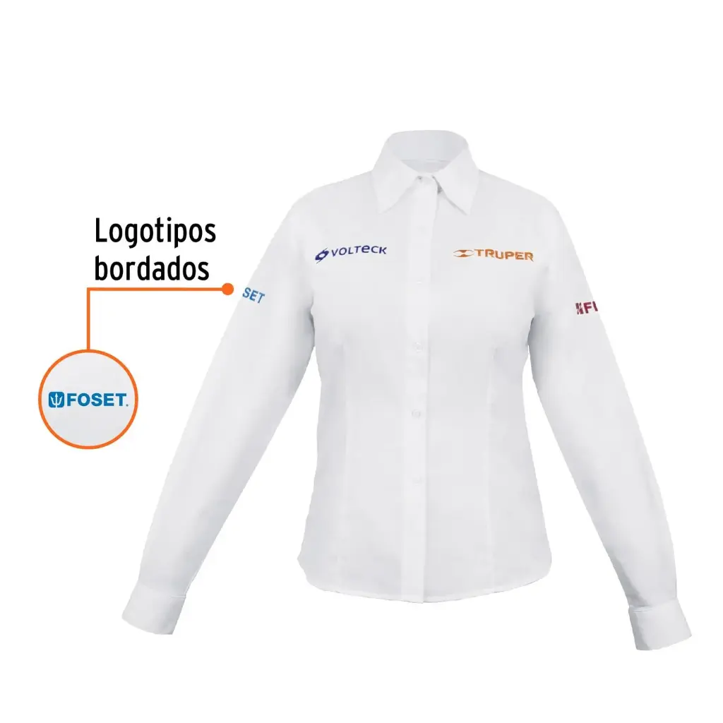 Camisa manga larga para mujer, blanca, G, Truper CAM-BCO-DLL