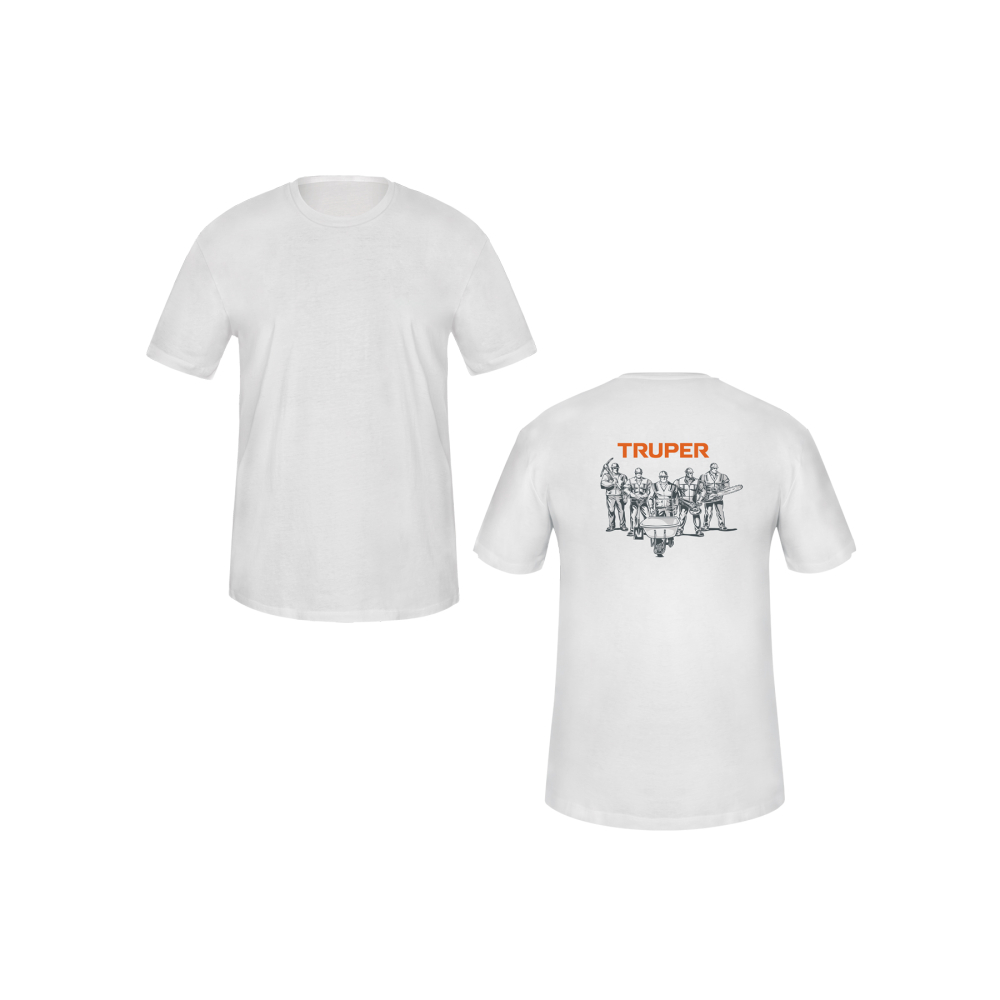 Playera cuello redondo para hombre, blanca, CH, TRUPER CAM-BLA-36