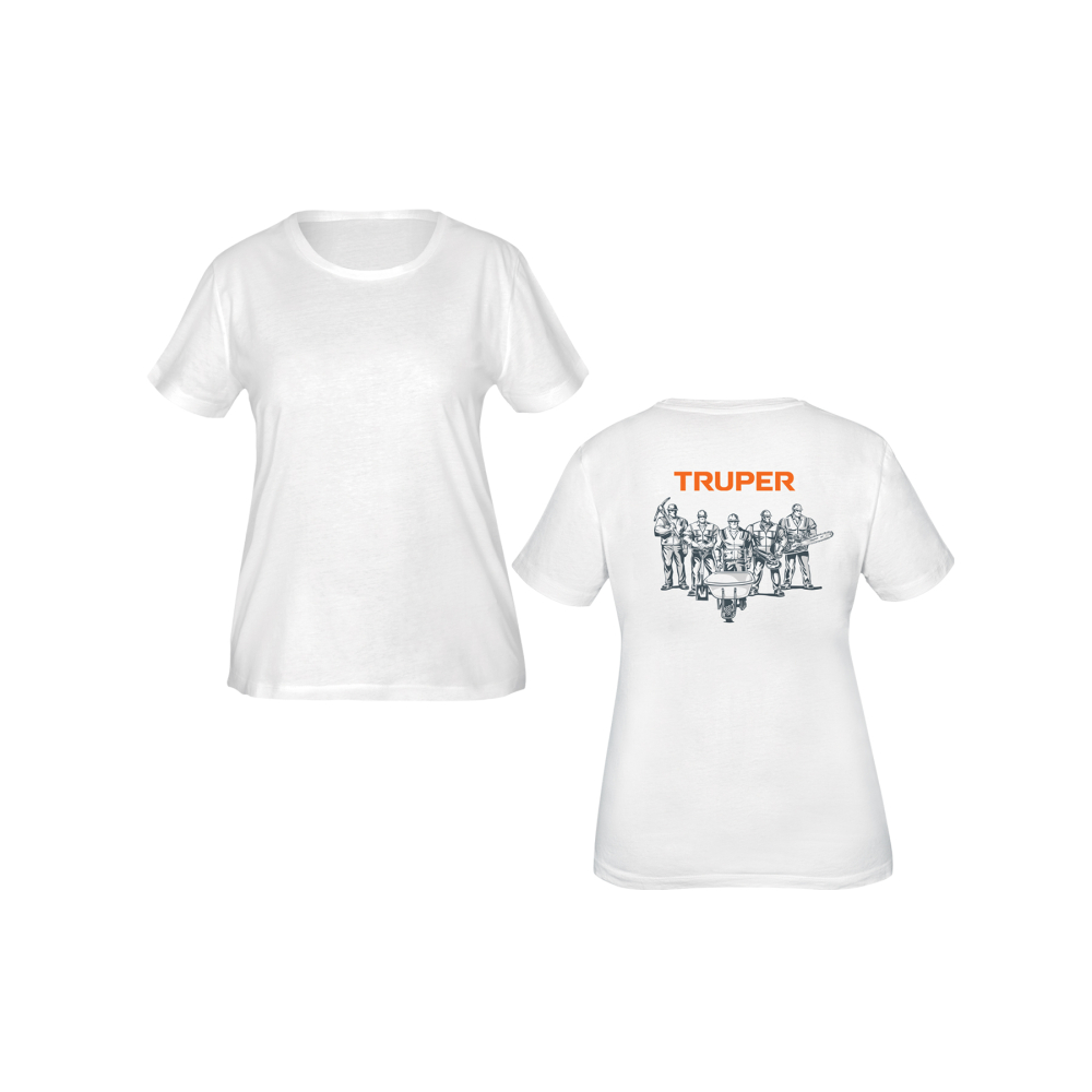 Playera cuello redondo para mujer, blanca, CH, Truper CAM-BLA-26D