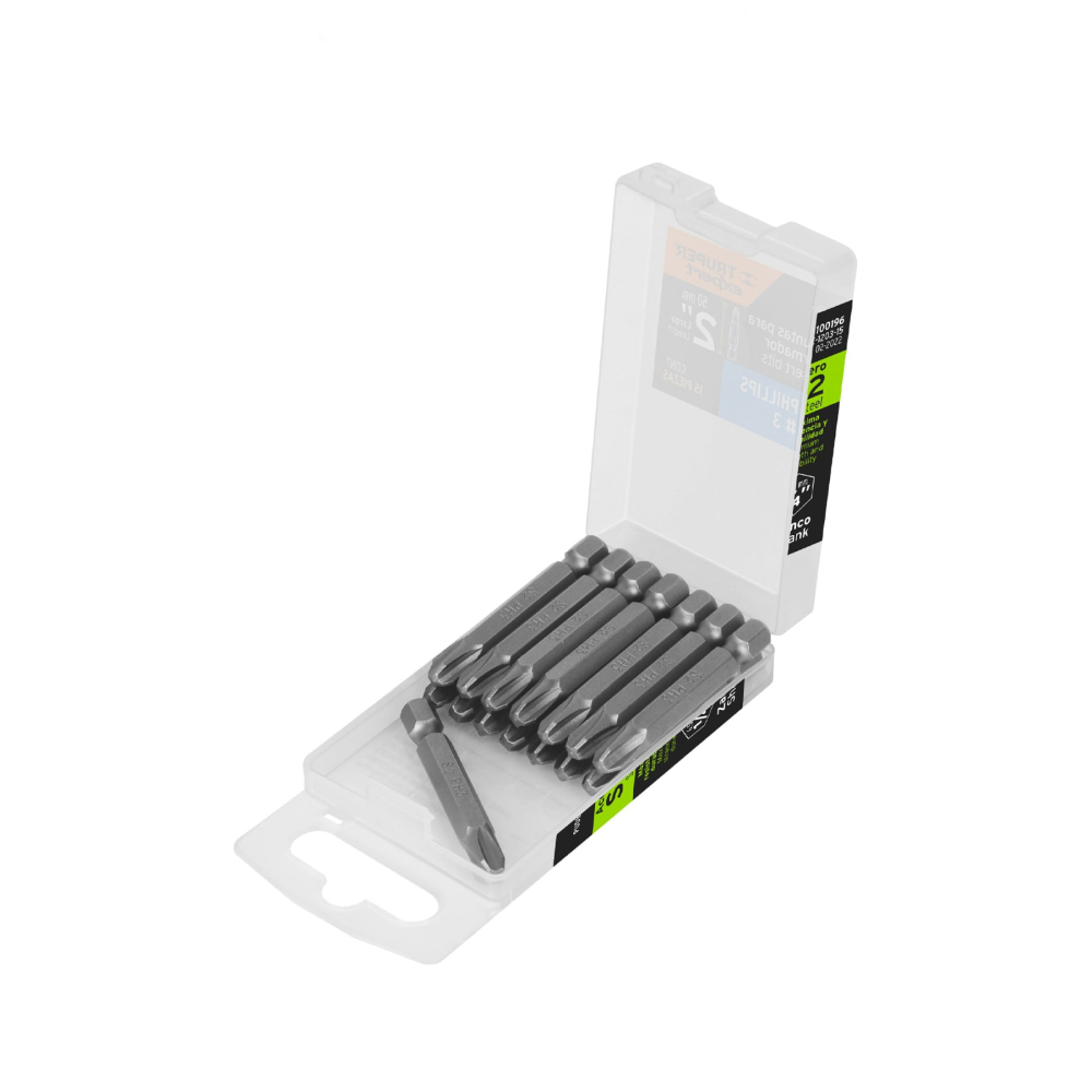 Estuche con 15 puntas de cruz PH3 largo 2', Truper Expert PUDE-1203-15