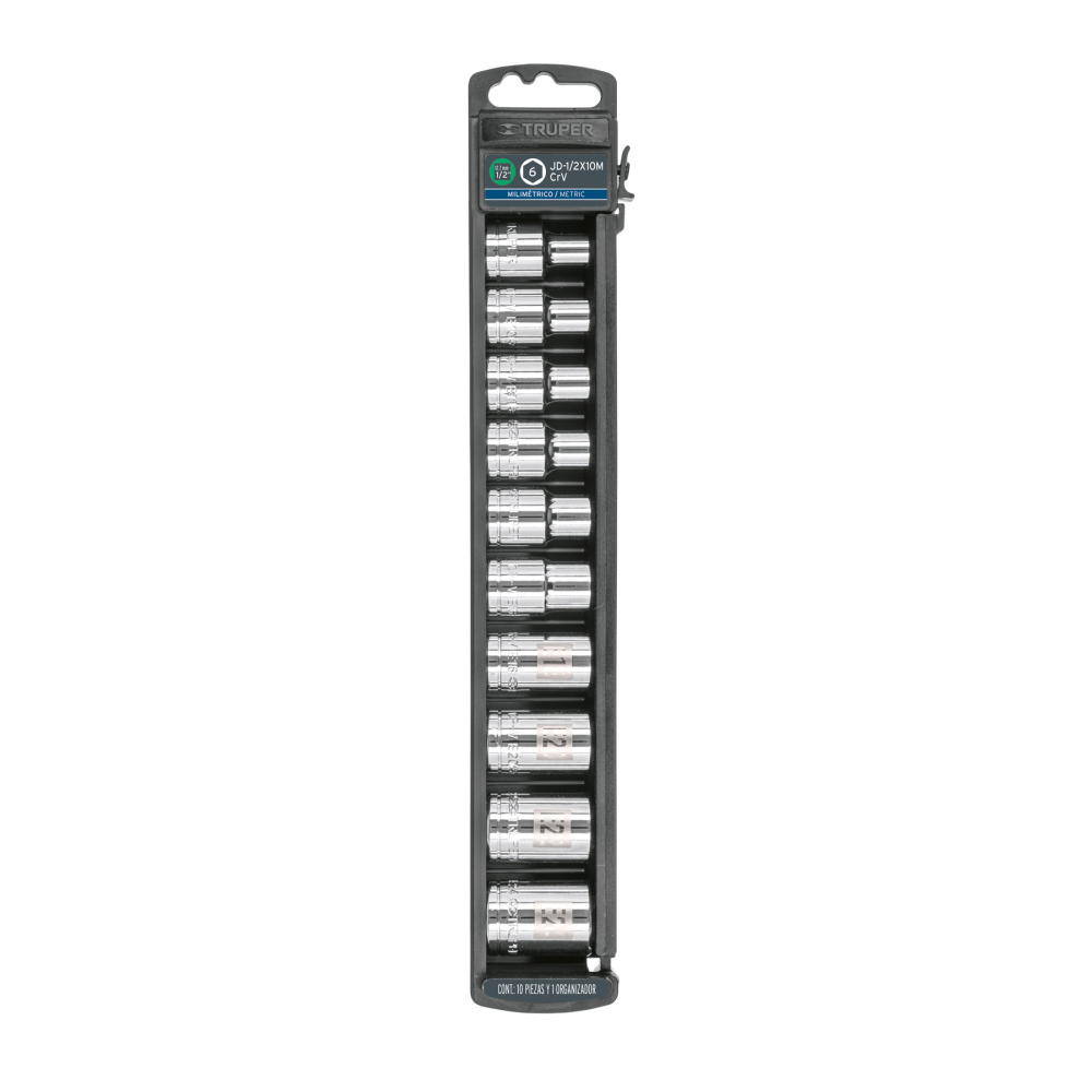 Juego de 10 dados cuadro 1/2' torx, Truper JDTH-1/2X10