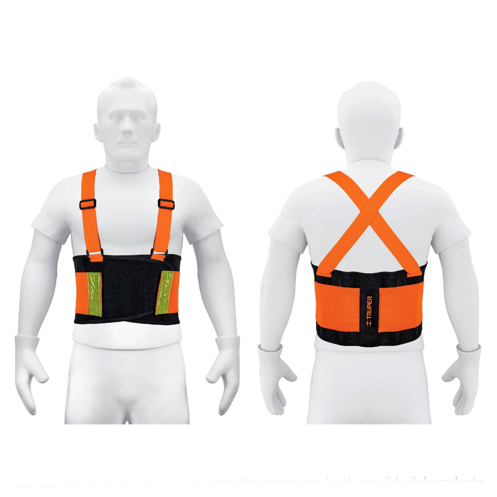 Faja lumbar naranja con cintas de alta visibilidad,CH,TRUPER FAJA-SN