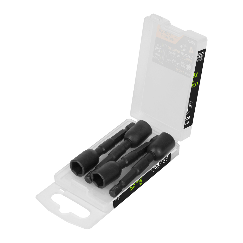 Estuche con 4 dados magnéticos de impacto 3/8' largo 2-1/2' PUDE-9027I