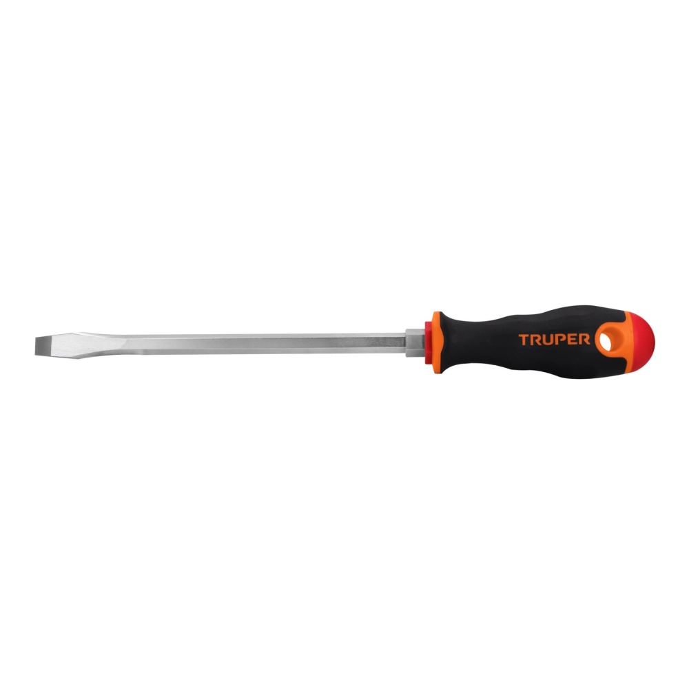 Desarmador plano 3/8' x 8' mango Comfort Grip, TRUPER DR-3/8X8B