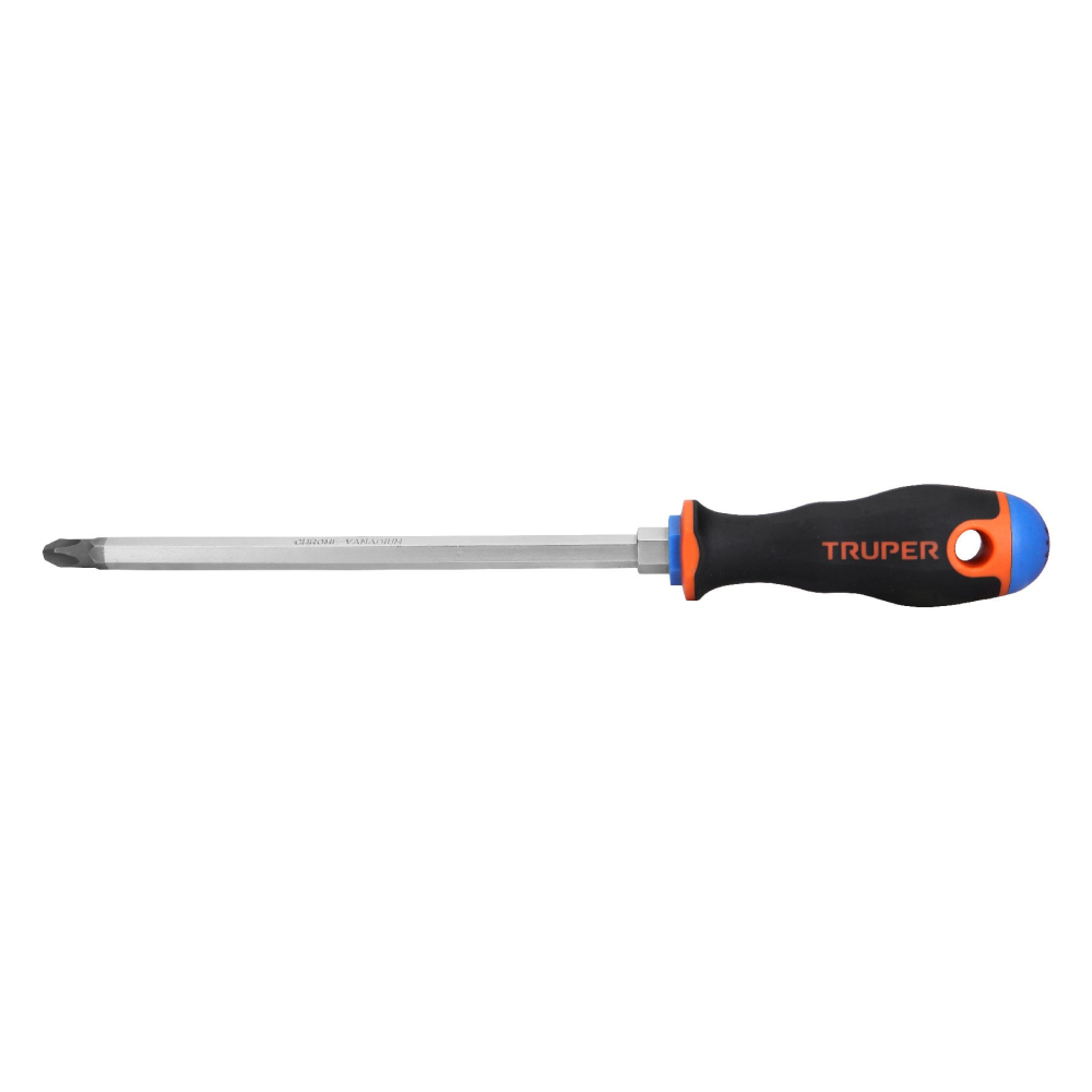 Desarmador de cruz 3/8' x 8' mango Comfort Grip, TRUPER DP-3/8X8B