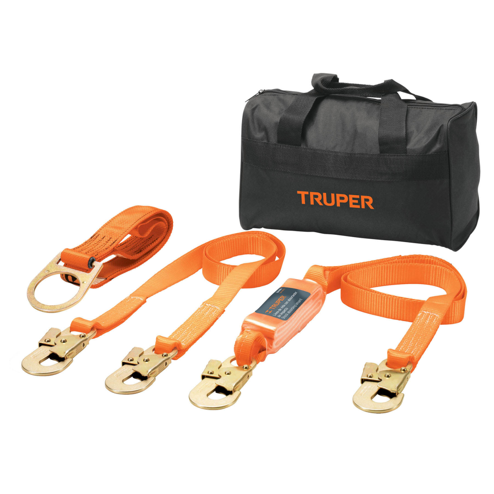 Kit contra caídas con arnés de tres anillos, TRUPER ARN-KIT-3