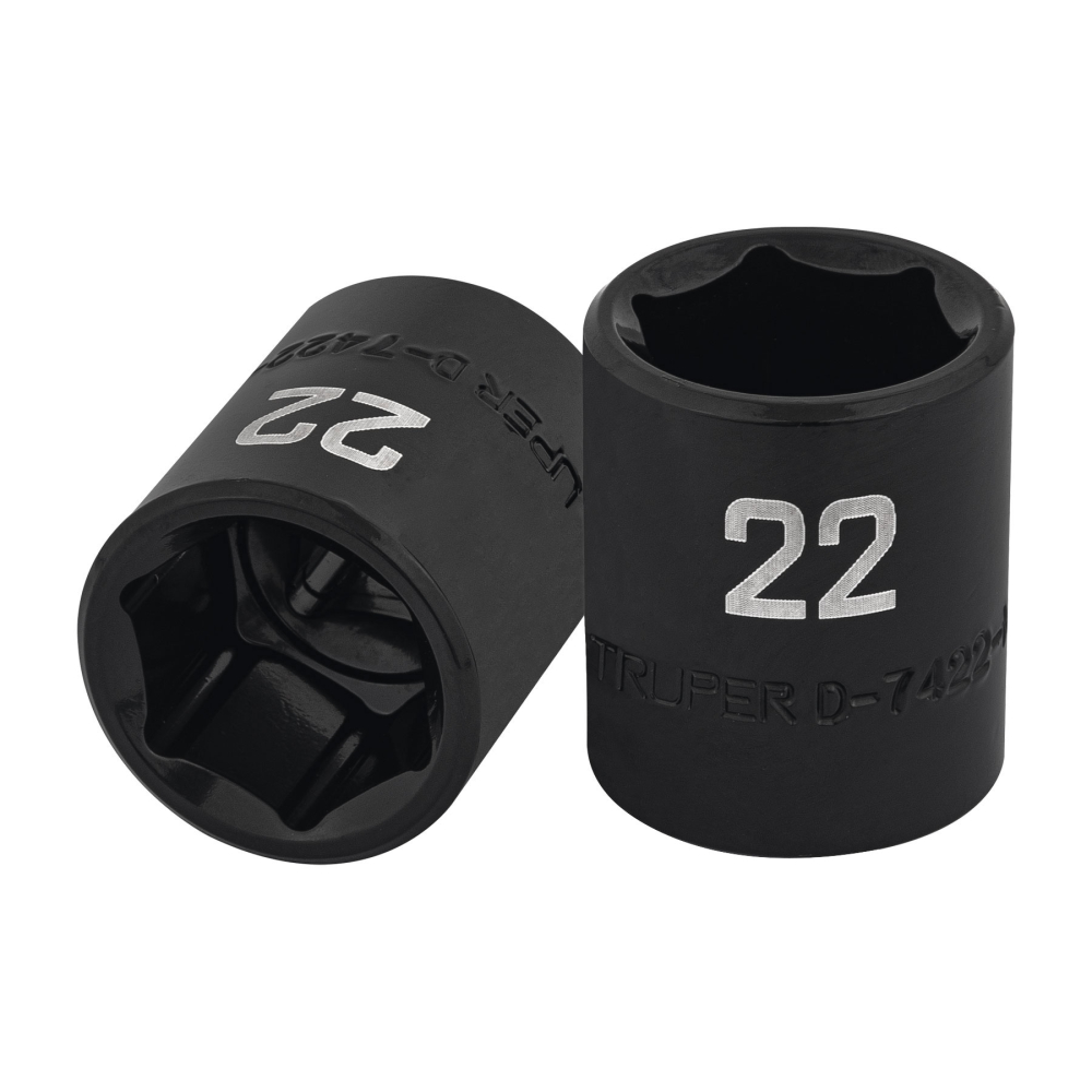 Dado de impacto de 22 mm, 6 puntas, cuadro 1/2', TRUPER D-7422-M