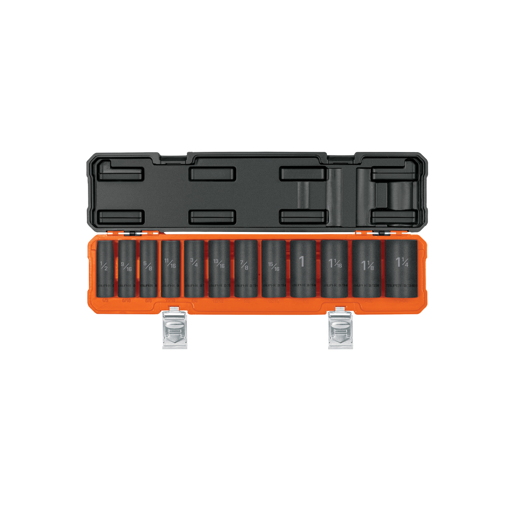 Juego de 12 dados largos cuadro 1/2' de impacto 6 puntas std JDI-1/2X12HL