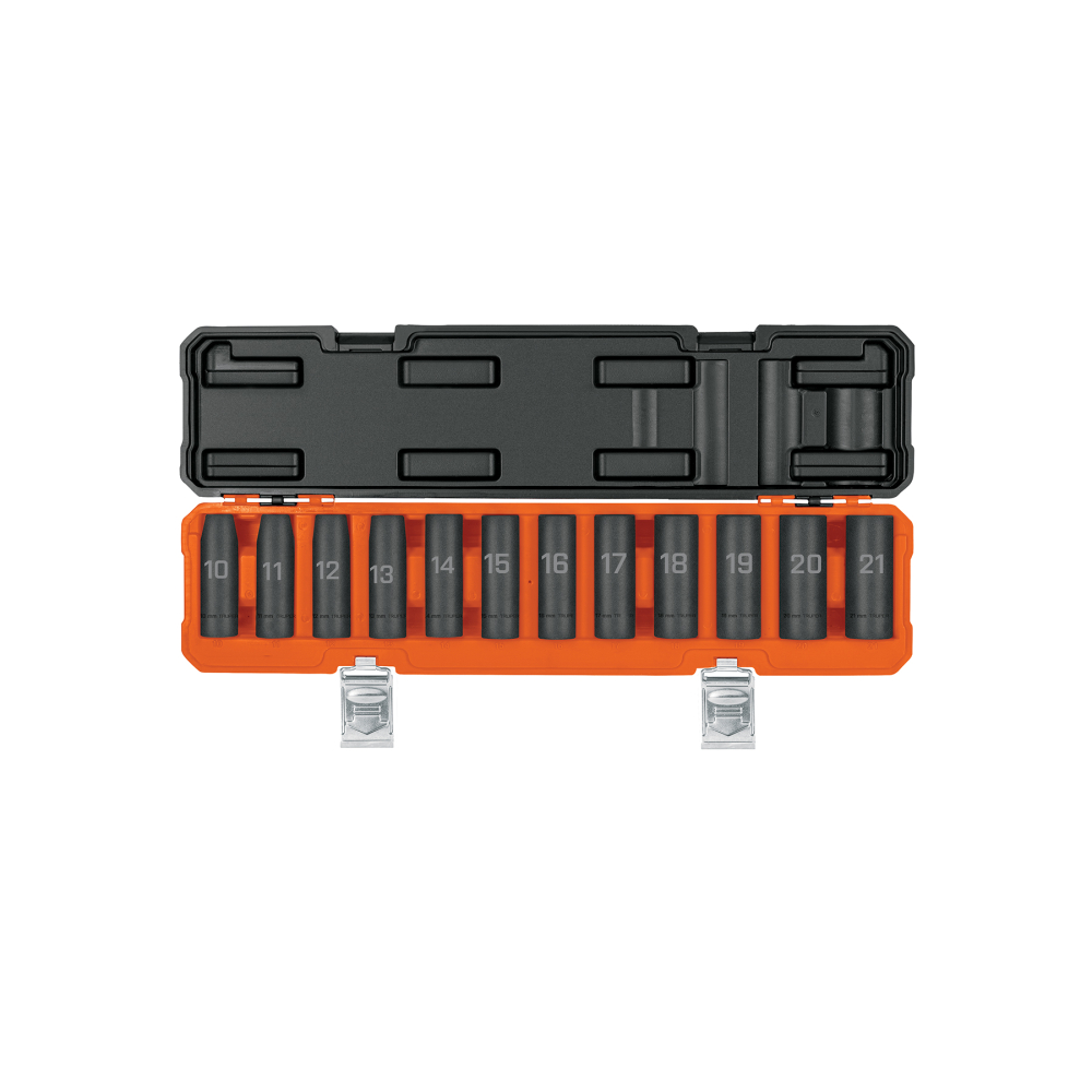 Juego de 12 dados largos de impacto cuadro 1/2', 6 puntas mm JDI-1/2X12ML