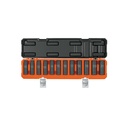 Juego de 12 dados largos de impacto cuadro 1/2', 6 puntas mm JDI-1/2X12ML