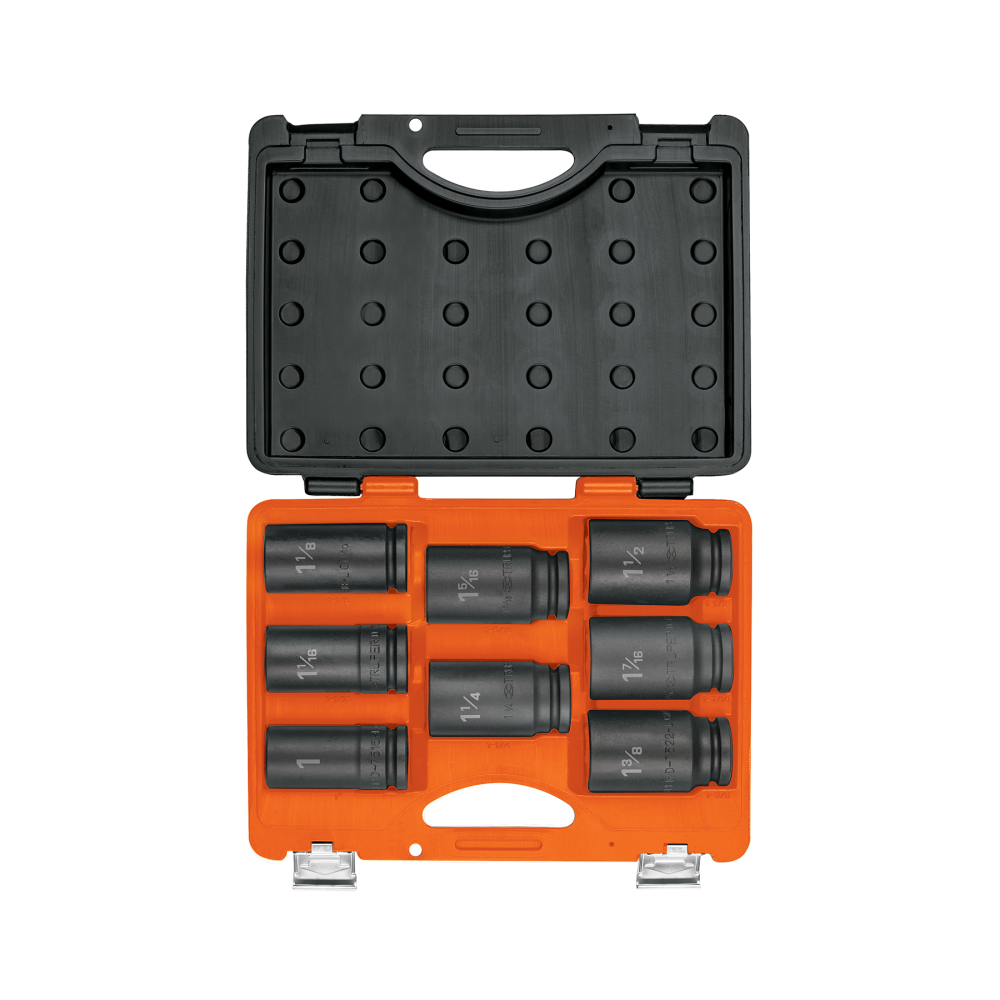 Juego de 8 dados largos cuadro 3/4' de impacto 6 puntas std JDI-3/4X8HL