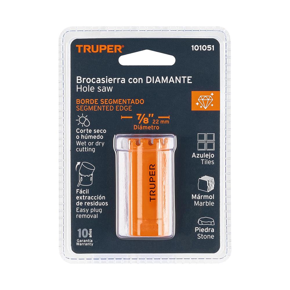 Brocasierra diamante 7/8' borde segmentado, TRUPER COSE-7/8