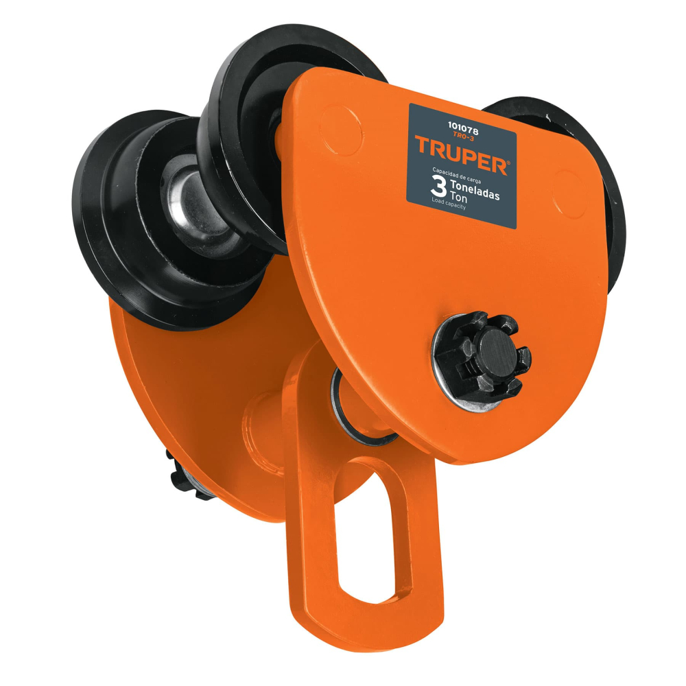 Trole de carga 3 ton para vigas IPS e IPR, ajustable, TRUPER TRO-3