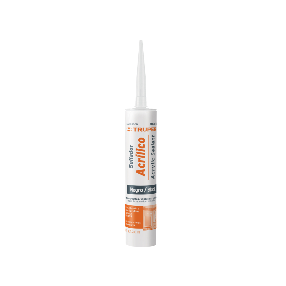 Sellador acrílico de 280 ml, negro, TRUPER SACRI-100N