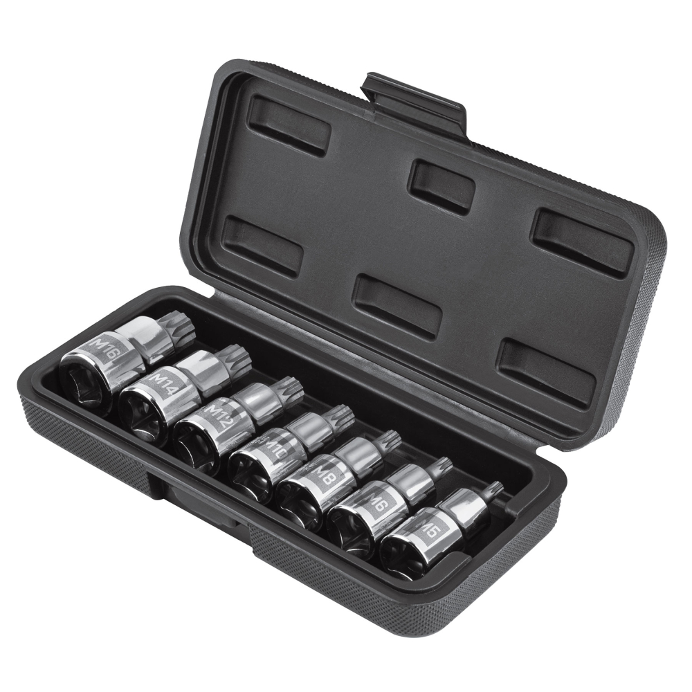 Juego de 7 dados cuadro 1/2' punta corta bristol, en estuche JD-1/2X7-BC