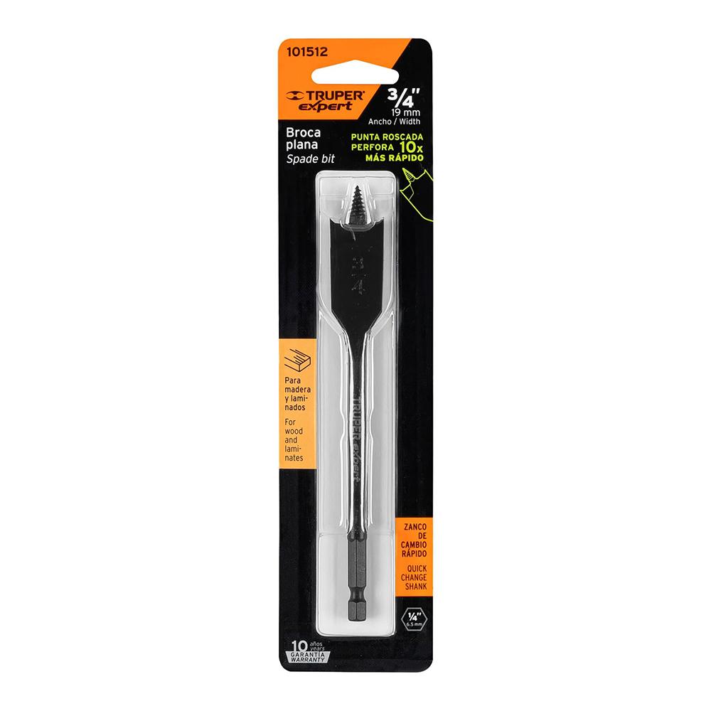 Broca plana de manita 3/4' para madera, TRUPER EXPERT BPX-3/4