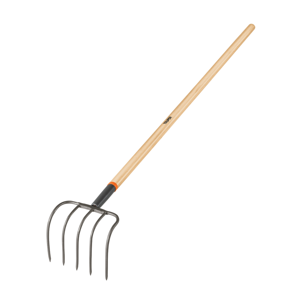 Cultivador forjado, 5 dientes, mango de madera 60', TRUPER CUL-5