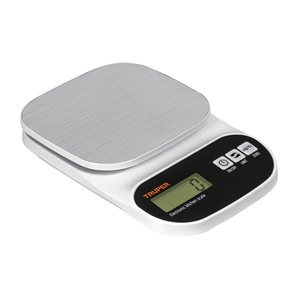 Báscula digital para cocina, plato de acero inox,5kg, TRUPER BASE-5EA