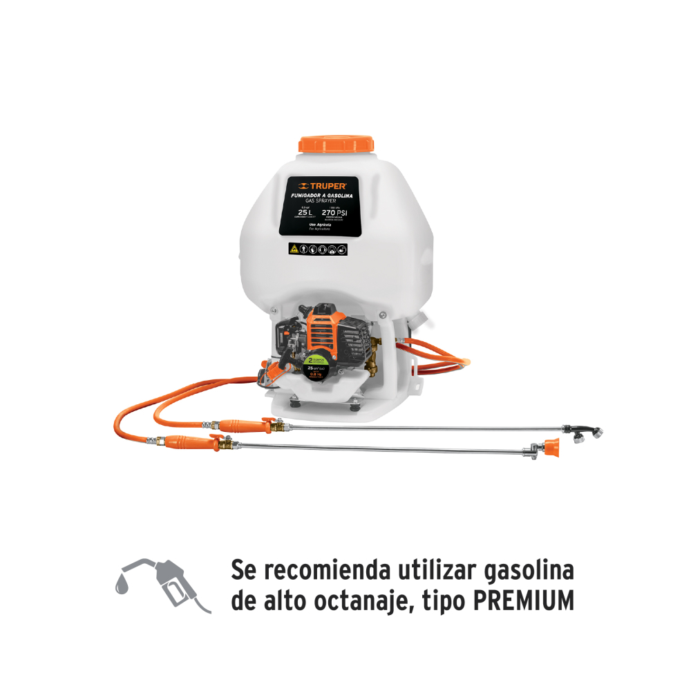 Fumigador de 25 L con motor a gasolina de 2 tiempos, Truper FUG-252