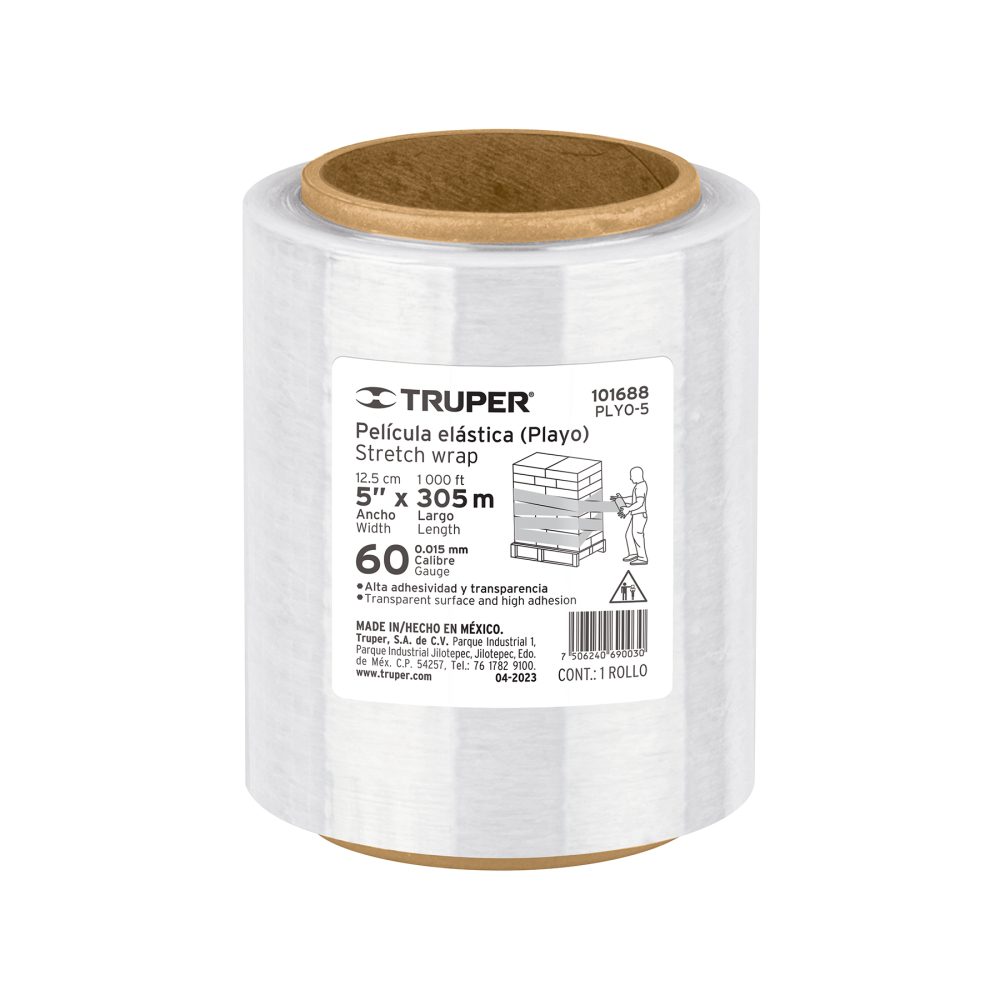 Rollo de 305m película plástica transparente playo, 5' cal60 PLYO-5