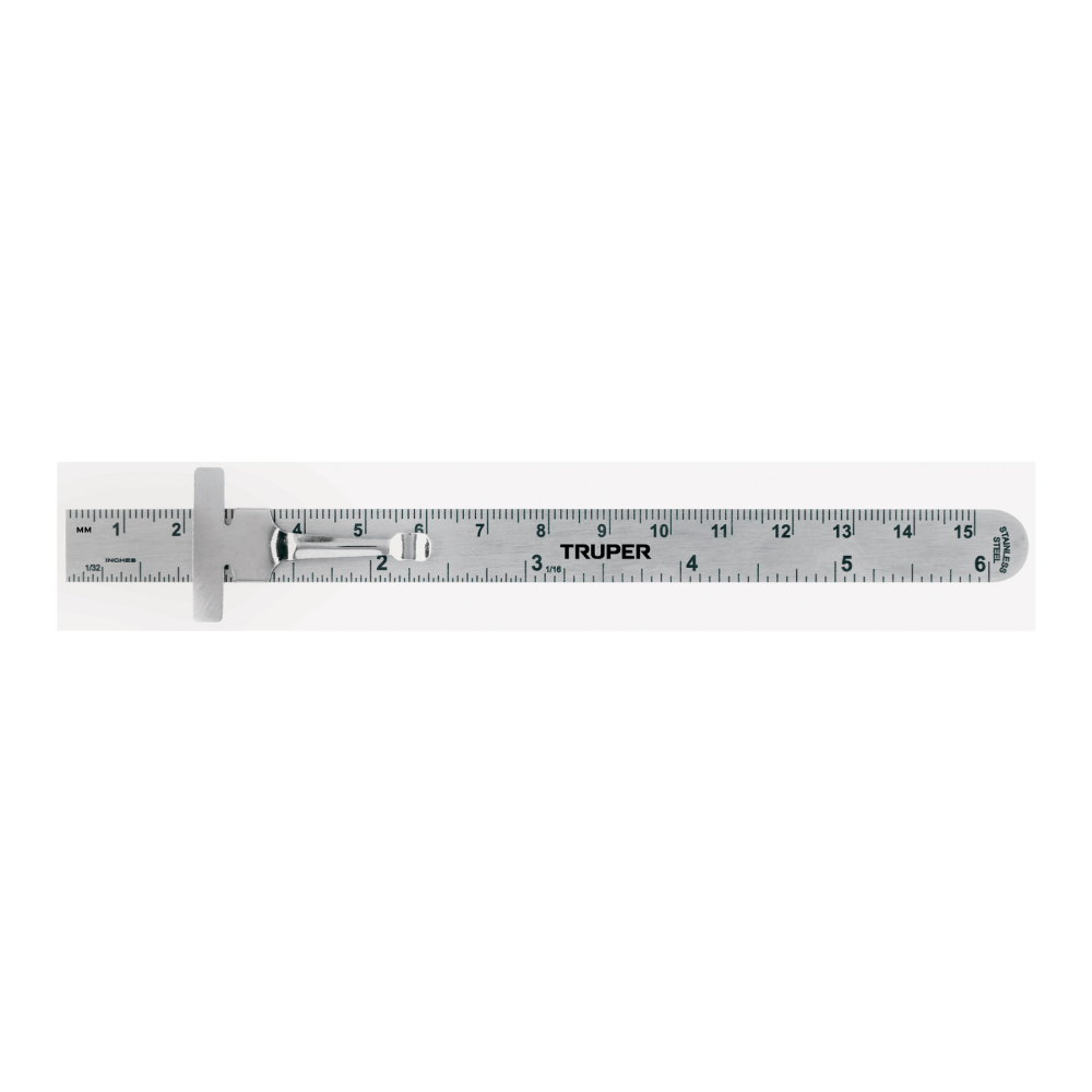 Regla 15 cm de acero inoxidable de bolsillo, TRUPER RGL-15B