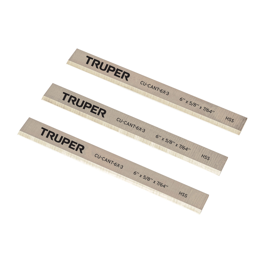 Cuchillas para canteadora CANT-6X, 3 pzs en caja, TRUPER CU-CANT-6X-3