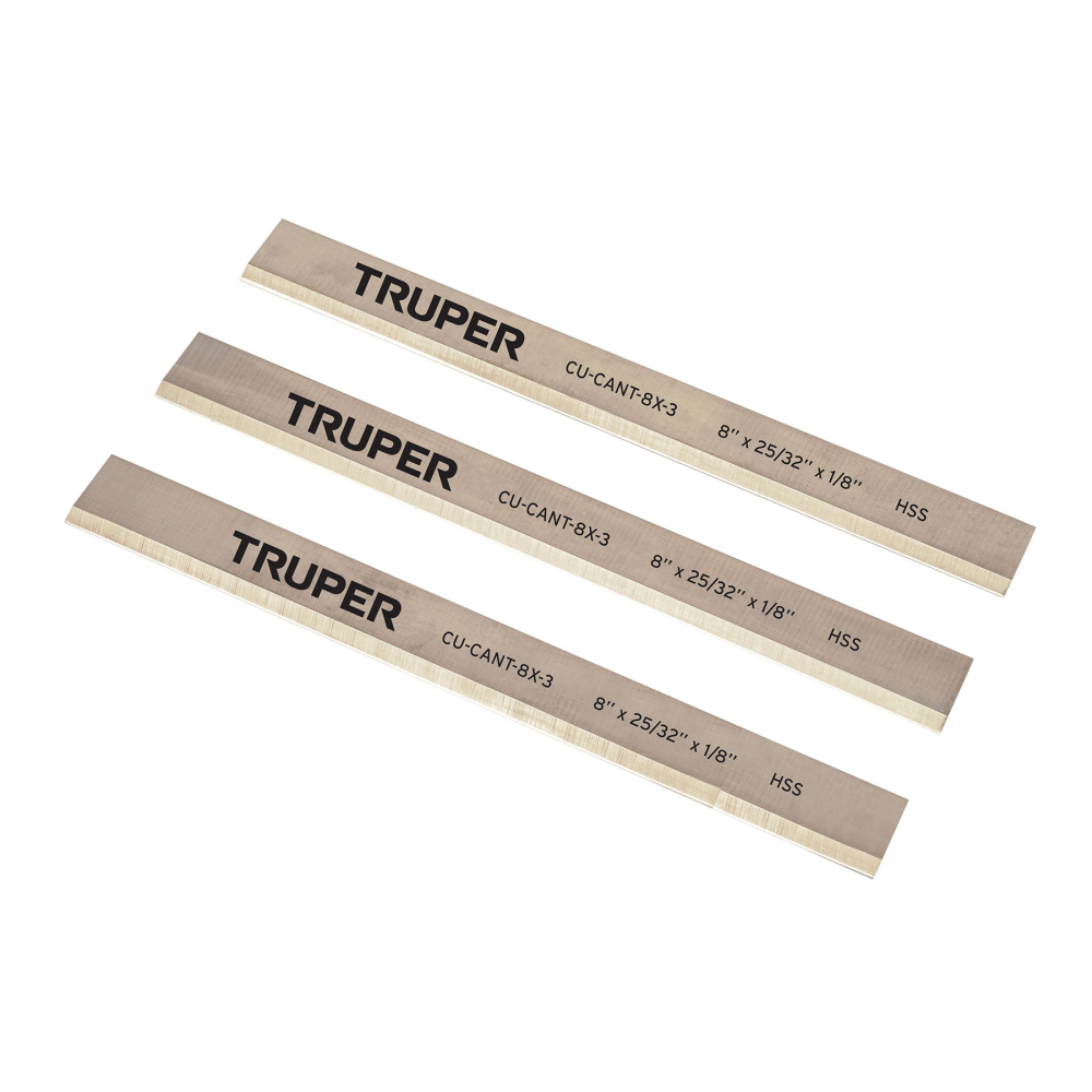 Cuchillas para canteadora CANT-8X, 3 pzs en caja, TRUPER CU-CANT-8X-3