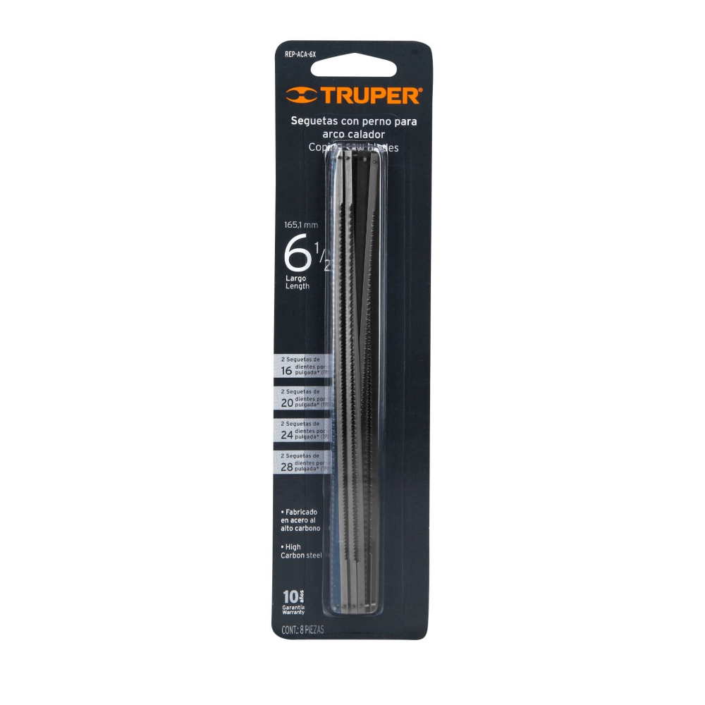 Blíster con 8 seguetas de repuesto para ACA-6X, Truper REP-ACA-6X