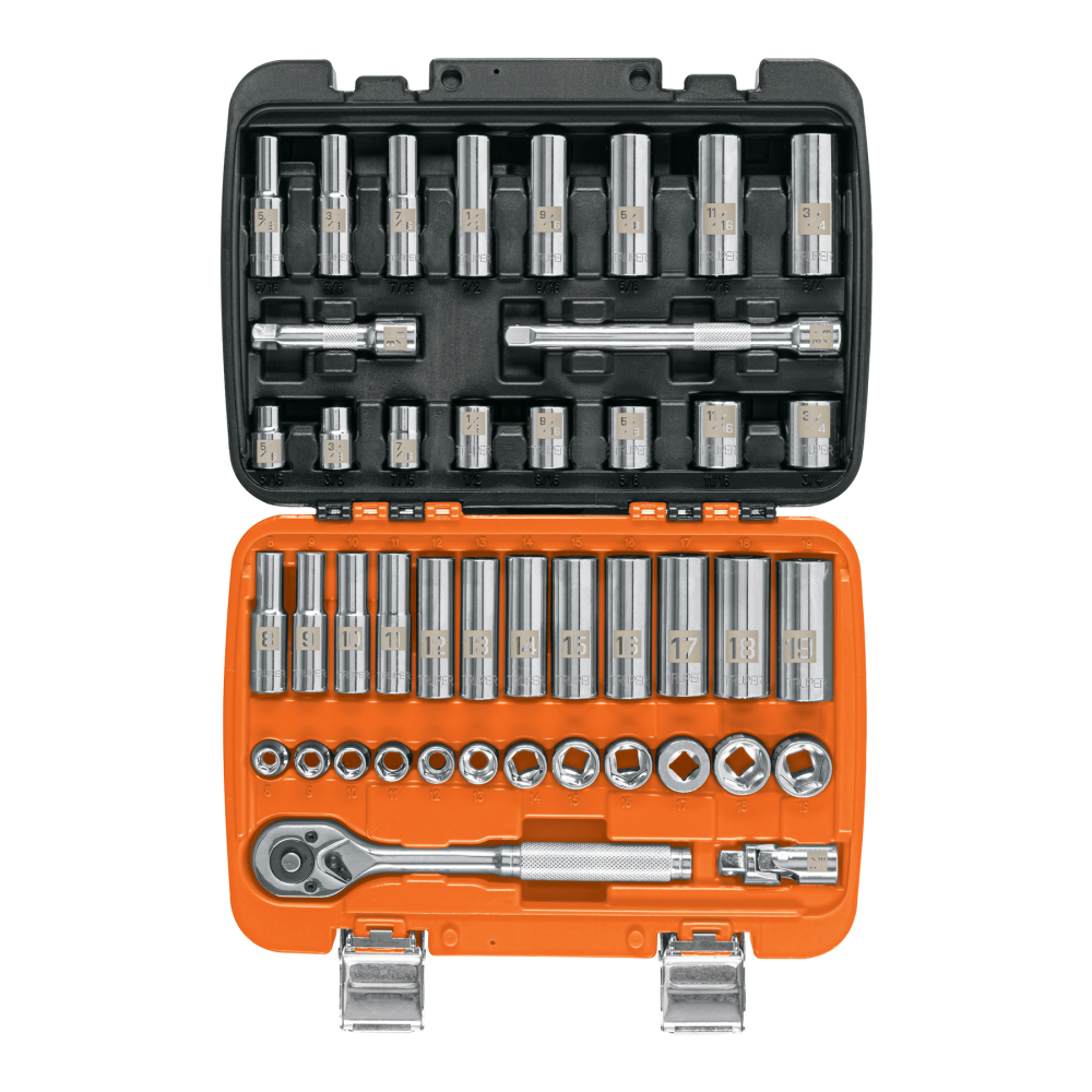 Juego de 45 herramientas cuadro 3/8' std y mm para mecánico JD-3/8X45MP