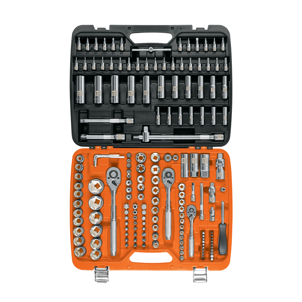 Juego de 172 herramientas 1/4', 3/8' y 1/2' std p/mecánico JD-172P