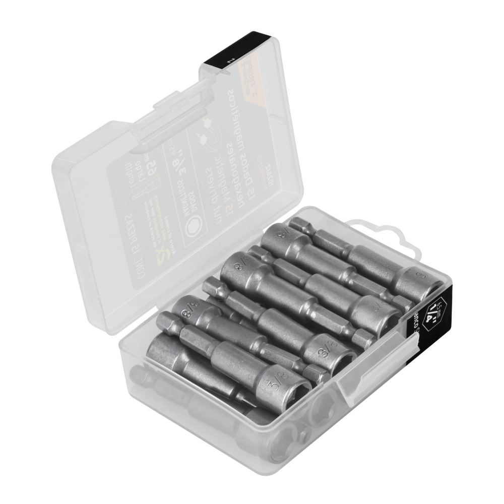 Estuche con 15 dados magnéticos de 3/8' largo 2-1/2', EXPERT PUDE-9027-15
